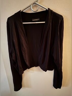 Lane Bryant Long Sleeved Cropped Black Open Drape Cardigan